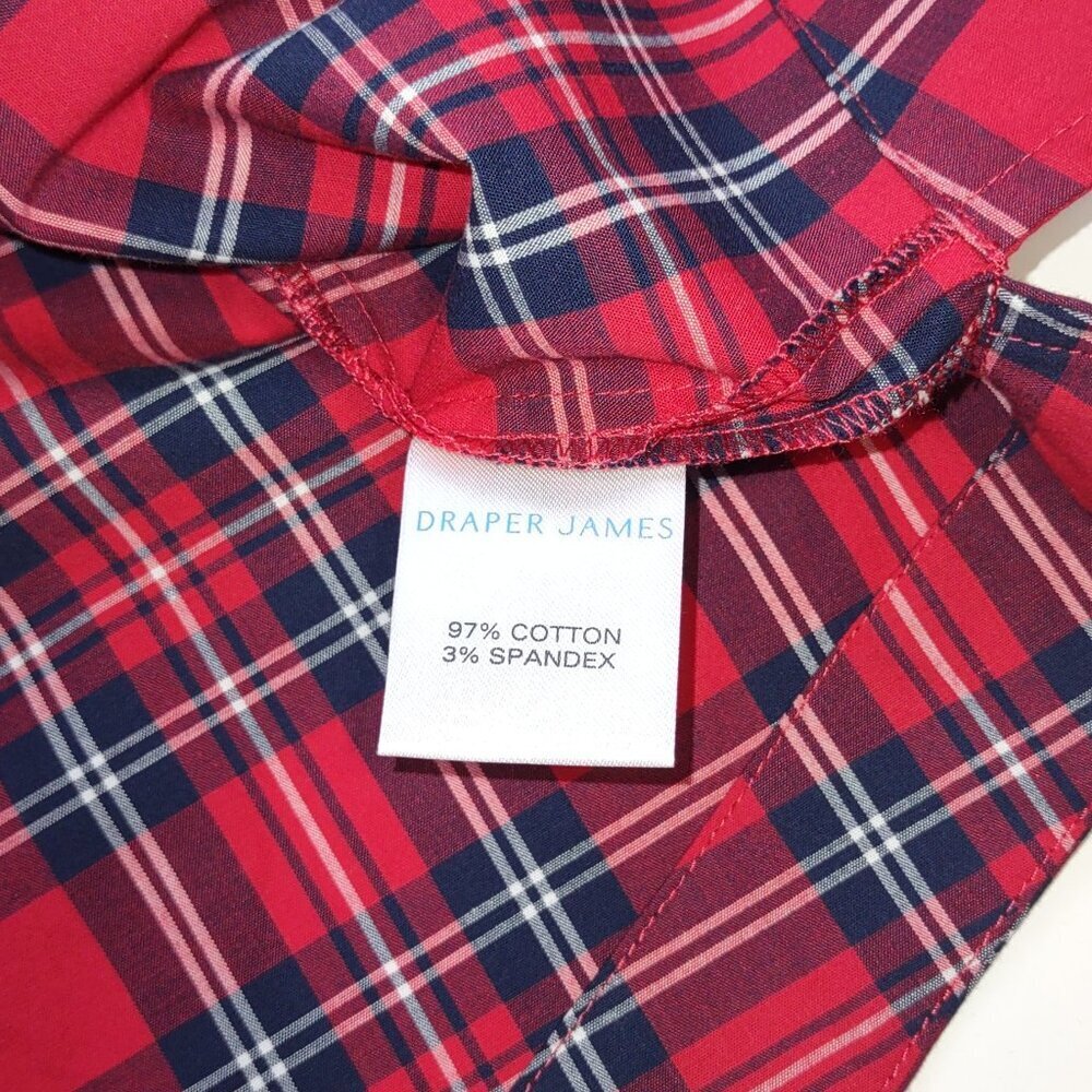 NWT Draper James Red Plaid Blouse Tunic 3/4 Bell Sleeve Ruffle Women's Large - Picture 10 of 11